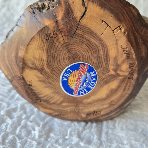 Made In Montana USA Clear Glass Oil Lamp With Juniper Wood Base 9" Tall - Picture 8 of 10